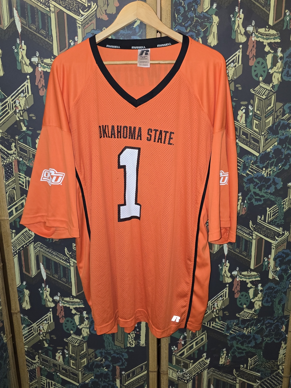 Oklahoma State Cowboys Russell #1 Football Jersey Orange V-Neck Short Sleeve 3X